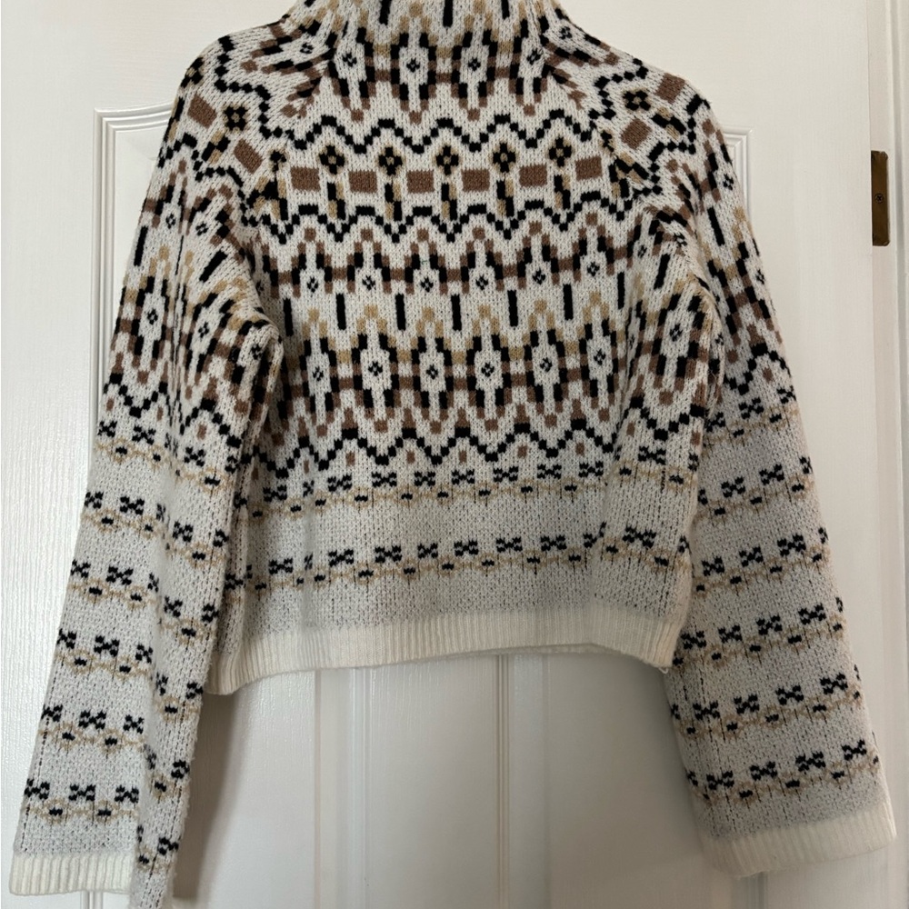 Madden Girl Cream and Brown Cowl Neck Sweater